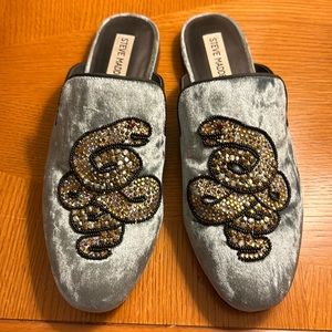Steve Madden Velvet Beaded Slide